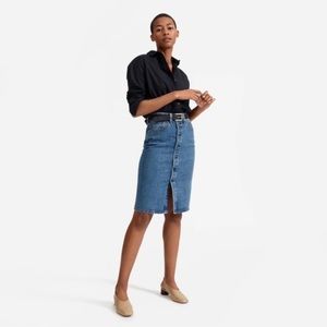 Everlane Skirt The Denim Button-Front Pencil Skirt Button Fly